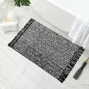 MitoVilla Black Boho Bathroom Small Rug 2'x3', Black White Cotton Woven Throw Rugs for Living Room, Modern Farmhouse Washable Kitchen Rugs, Area Rugs Floor Mat with Tassel for Entryway, Hallways (1'11" x 2'11" (Runner))