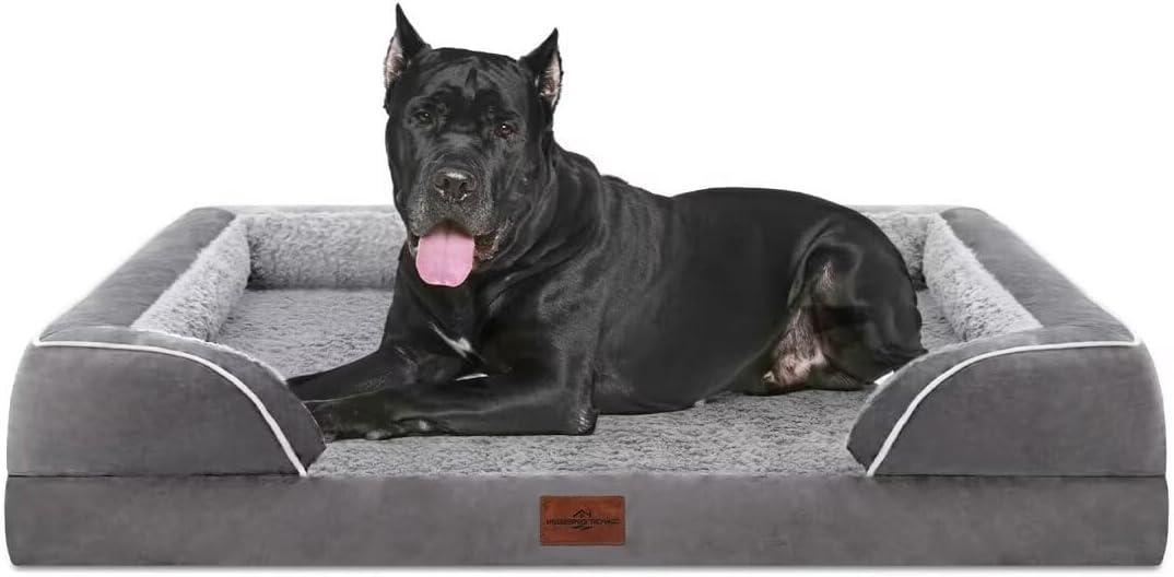 Comfort Expression XXL Orthopedic Dog Bed for Extra Large Dogs, Waterproof Orthopedic Foam Dog Beds, Washable Dog Sofa Bed with Removable Cover & Non-Slip Bottom(XX-Large,Grey) (53.0"L x 42.0"W x 9.5"Th)