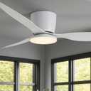 42 Inch Flush Mount Ceiling Fans with Lights and Remote Control, White Low Profile Ceiling Fan for Bedroom, Living Room,Office,Kitchen,Patios Indoor and Outdoor Use