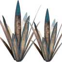 Metal Agave Plants, 2 Pack Big Tequila Rustic Sculpture, Rustic Metal Agave Plants Lawn Ornaments, for Yard Stakes, Garden Figurines, Outdoor Patio (2 PCS Colorful), Small