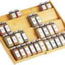 SpaceAid Bamboo Spice Drawer Organizer, (Need 3" Deep Drawer) Expandable 4 Tier Spices Rack for Cabinet, Kitchen Seasoning Storage Insert (Jars Not Included, From 12" to 23" Wide) (Natural)
