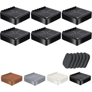shouwuhho Furniture Risers, 6 Pack Bed Risers with Non-Slip Grip and Heavy Duty Support, 1 Inch 2 Inch 3 Inch 4 Inch Height Lift for Couch, Sofa, Table, Desk, Chair, Refrigerator - Black, 1 Inch