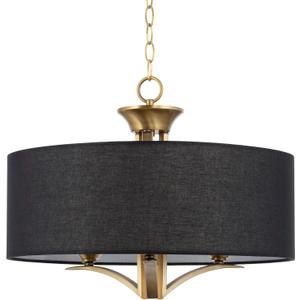 Kira Home Alondra 20" Modern 3-Light Drum Chandelier Black Fabric Shade