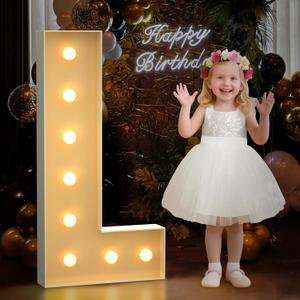 Mixifox 3FT Marquee Letters L, Large Light Up Letters 3 Feet Tall with Lights, Big Baby Letter for Baby Shower, Wedding, Engagement, Graduation, Birthday Party Decorations, Pre-Cut Foam Board Kit