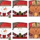 Christmas Chair Covers Set of 6 Christmas Chair Back Covers for Dining Room Cute Santa Chair Cover Party Chair Covers Christmas Decorations Red