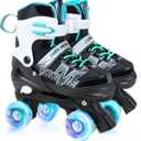 Adjustable Roller Skates for Girls and Women, All 8 Wheels of Girl's Skates Shine, Safe and Fun Illuminating for Kids (C-Black) Small 
