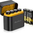 Rechargeable AA Lithium Batteries with Charger - 8 Pack Double A Batteries for Blink Camera, 1.5V Constant Output 3700mWh High Capacity, Cycle Times Up to 1600, with 4 Slot aa Li-Ion Battery Charger