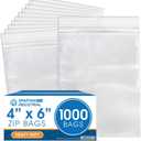 Spartan Industrial - 4 X 6 (1000 Count) 4 Mil Thick Clear Reclosable Zip Plastic Poly Bags with Resealable Lock Seal Zipper - Heavy Duty and Durable