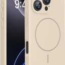 Miracase Magnetic for iPhone 16 Pro Max Case, [Soft Anti-Scratch Microfiber Lining], Compatible with MagSafe, Liquid Silicone Case Shockproof Drop Protection Phone Case for 16 ProMax,Sand