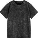 Verdusa Women's Grunge Washed Bow Tops Streetwear Short Sleeve Going Out Summer Tee Shirts (Black, M)