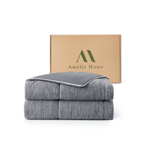 Amélie Home Cooling Comforter Queen Size, Reversible Lightweight Cooling Blanket for Hot Sleepers, Q-Max 0.43 Summer Breathable Cooling Quilt for Night Sweats, 90" x 90", Heather Charcoal Grey