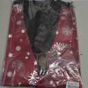 DiBanGu Mens Christmas Vest and Bow Tie Set Festival Christmas Snowflake Suit Vest for XmasNew Year Party Formal (Large, Burgundy Red Silver Snowflake) 