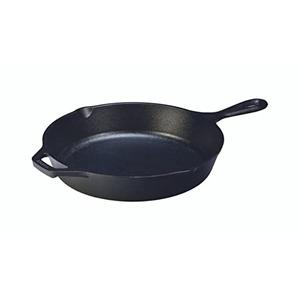 Lodge Seasoned Cast Iron Skillet - 12 Inch Ergonomic Frying Pan with Assist Handle, black