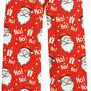 Christmas Loose Pants for Girls Boys Santa Claus HoHo Wide Leg Bottoms Red Christmas Leggings Outfits, 13-14 Years