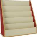 Factory Direct Partners Laminate Book Display Stand, 5-Shelf Storage for Kid Books and Magazines, Children's Furniture for Bedroom, Playroom, Daycare, Preschool or Classroom -Almond/Red, 13884-ALRD