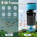 Submersible Aquarium Filter, Upgraded 15-50 Gallon Fish Tank Filter with Fish Guard, 220GPH Internal Whisper Pump, Fresh/Saltwater, Debris Tray, Check Valve, 8-Inch