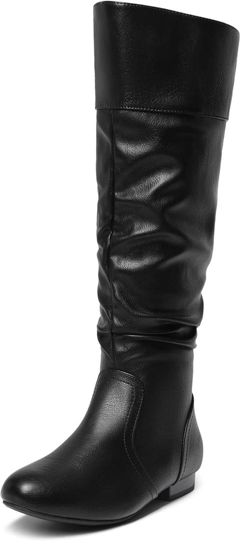 DREAM PAIRS Women's Wide Calf Knee High Pull On Fall Weather Winter Boots (6.5)