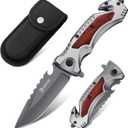 NedFoss Pocket Folding Knife DA169, 4 in 1 Pocket Knife for Men, Survival Knife with Liner-Lock Belt Clip, Seat Belt Cutter, Glass Breaker,Bottle Opener, Hunting knife for Camping Hiking (Grey)
