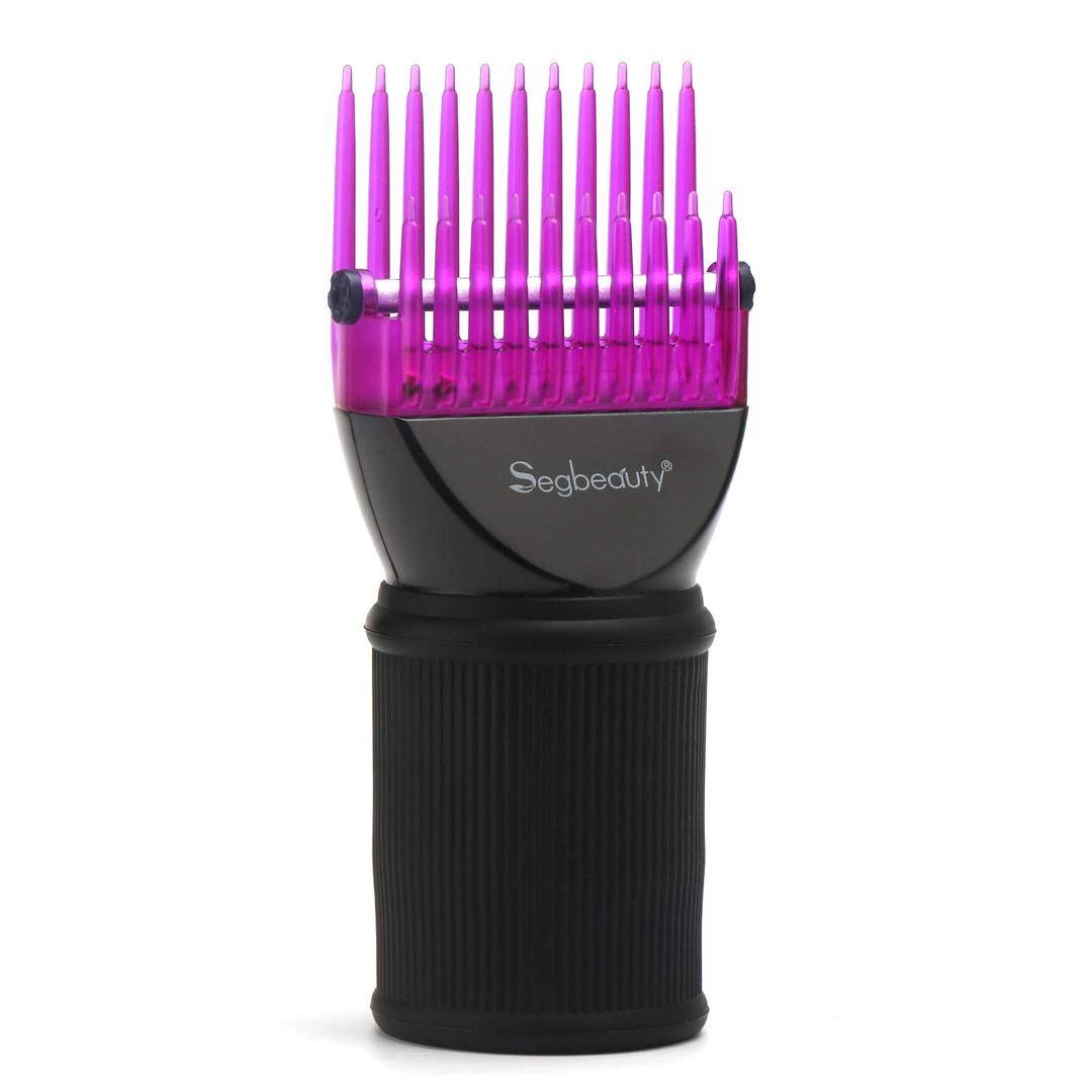 Segbeauty Blower Dryer Comb Attachment, Hair Dryer Concentrator with Brush Attachments for 1.57-1.97" Nozzle, Professional Salon Hairdressing Styling Tool for Straightening Wavy Natural Curly Hair (Purple)