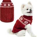 Warm Winter Pink Dog Sweater - Cold Weather Pet Clothes for Small Medium Large Dogs Indoor Outdoor, Soft Classic Knit Puppy Apparel Coat, Dark Red, S