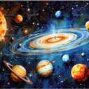 Space Paint by Numbers Kit for Adults - DIY Vibrant Galaxy with Planets and Stars Painting on Canvas 16x20 Inches, Acrylic Paint Set, Suitable for Beginners, Art for Home Decoration or Gifts