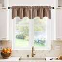 NICETOWN Black Valances for Windows - Energy Efficient Small Short Tiers Scalloped Valance Blackout Curtain Drapes for Dining Room/Living Room/Bathroom/Cafe Window, Set of 2, W52 x L18