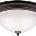 Kichler 8116OZ Flush Mount Round Glass Ceiling Lighting, Bronze 3-Light (16" W x 7" H) 180 Watts (15.25" Width)
