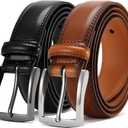 DOOPAI Men's Genuine Leather Dress Belt 2Pack - Handmade Classic Casual and Business Belt, 100% Cow Leather Prong Buckle,