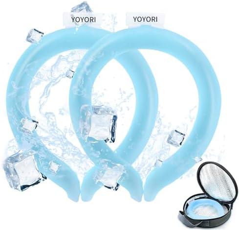 2PCS Neck Cooling Tube with Cold Insulated Bag,Reusable Ice Neck Ring Wearable Body Cooler Products for Summer Heat (Blue*2)