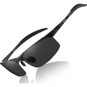 DUCO Mens Sports Polarized Sunglasses UV Protection Sunglasses for Men 8177s (Black Frame White Dot Gray Lens)