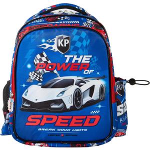 KidsPUNK Boys Backpack Cute Cool Race Car Backpack for Boys Kids Kawaii Backpack for Preschool Elementary Kindergarten,Blue Color.Large Capacity.16 Inch
