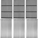 Cast Iron Grill Grates and Stainless Steel Emitter Plates for Charbroil Commercial Infrared 4 Burner 463242715, 463242716, 463276016, 466242715, 466242815, 463257520 Gas Grills