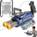 Electric Water Gun for Kids with Voice Control, Blue
Rechargeable water blaster with rotating LED barrels, 700 mL tank and 2,300 mL backpack reservoir for outdoor water play