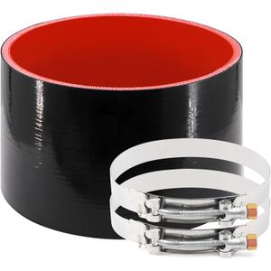 ID 5 Inch(127mm) High Temperature 4-Ply Reinforced Straight Silicone Hose Performance Coupler with 2Pcs T-Bolt Clamps Suitable High Level Turbo Pipe Connecting