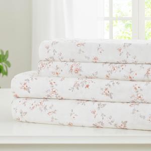 Modern Threads Silky Soft Microfiber and Wrinkle Free Sheets - Luxurious Microfiber Bed Sheets Includes Flat Sheet, Fitted Sheet with Deep Pockets, & Pillowcases Kashmir Rose Clay, Queen (21 Floral Clay)