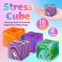 16 Pcs Stress Cube Bulk Ice Cube Stress Ball Anxiety Relief Soft Squeeze Sensory Ball for Party Favors Prizes Goodie Bag Stuffers (Pink,Purple,Green,Orange)