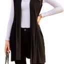 Beyove Womens Long Vests Sleeveless Draped Lightweight Open Front Cardigan Layering Vest with Side Pockets (X-Large)