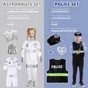 Vicenpal 8 Sets Pretend Play Kids Costumes Set Christmas Gifts Washable Chef Construction Policeman Fireman Doctor Astronaut Costumes for Boys Toddler Girls Kids