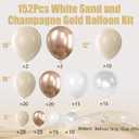 White Sand Metallic Champagne Gold Balloons Garland Arch Kit,152PCS White Nude Balloons with Clear Balloons for Birthday Boho Wedding Baby Shower Bridal Shower Engagement Anniversary Decorations