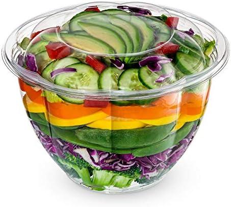 Comfy Package [48 oz. - 50 Count Clear Plastic Salad Bowls with Lids, Disposable Salad Containers for Lunch - Perfect for Takeout, Salads, and Meal Prep