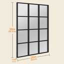 Window Pane Mirror, 38x26 Decorative Wall Mirrors, Black Metal Framed Windowpane Mirror for Farmhouse & Modern Bedroom, Living Room, Dining Room, Entryway, Fireplace Decor with Hanging or Leaning