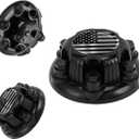 8 Lugs Wheel Center Caps Fit for Silverado Avalanche Suburban Express Sierra Yukon Savana 1500 2500 3500 16" Rim Hub Cover Replace (6 Lugs Bright Black Black American)