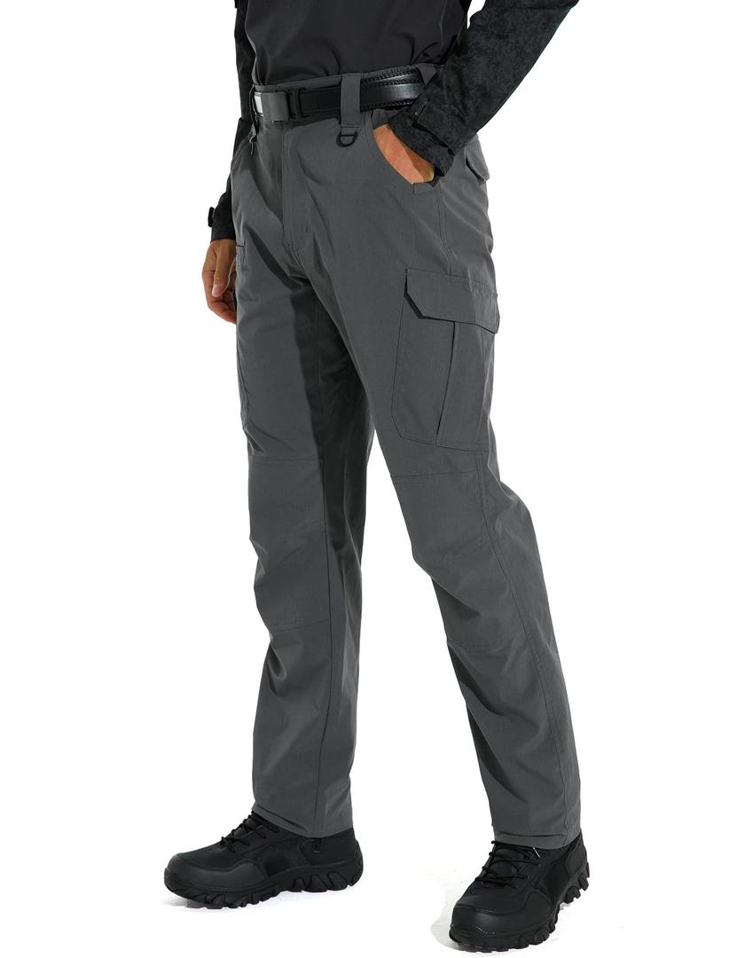 KFUBUO Men's Lightweight Ripstop Tactical Cargo Pants, Water Resistant Hiking Work Pants Relaxed Fit Charcoal (Gray, XXXL)