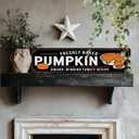 Rustic Freshly Baked Pumpkin Metal Sign - Autumn Pumpkins Pie Decorative Sign - 16x4 Inch, Vintage Style Sign for Kitchen, Cafe, Bar, Porch, Farmhouse Decor, Thanksgiving Day Decor