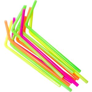 Jacent Flexible Disposable Drinking Straws, Bendable Plastic Neon Straws: 125 Count per Pack, Fun Bendy Kids Straws, Great For Summer Drinks, Crafts, Parties, And More