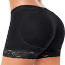 Padded Underwear for Women Butt Lifter Panties Booty Pads Butt Enhancer Lace Boyshorts Shapewear (Small, #1 Black-mid Waisted)