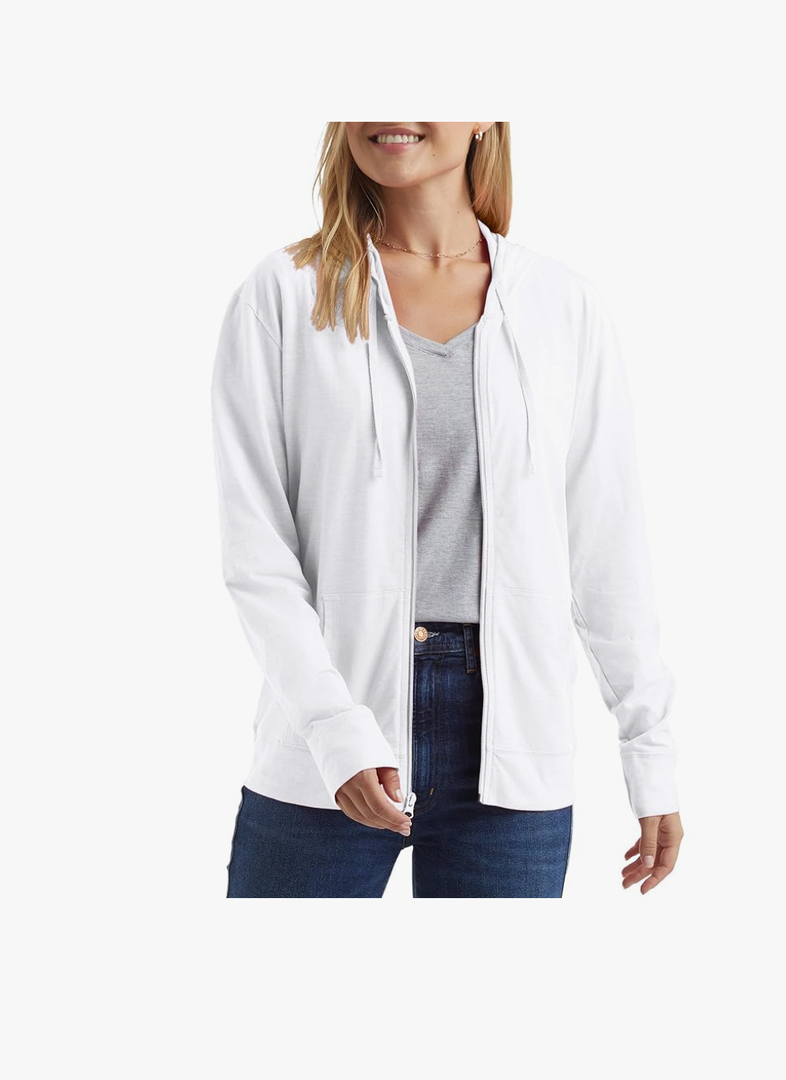 Hanes Women’s Slub Knit Full-Zip Hoodie, Textured Cotton Zip-Up T-Shirt Hoodie for Women, Size Large