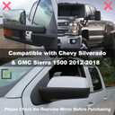 Glossy Black Ox Horn Rearview Mirror Cover Compatible with Chevy Silverado/GMC Sierra 1500 2012-2018