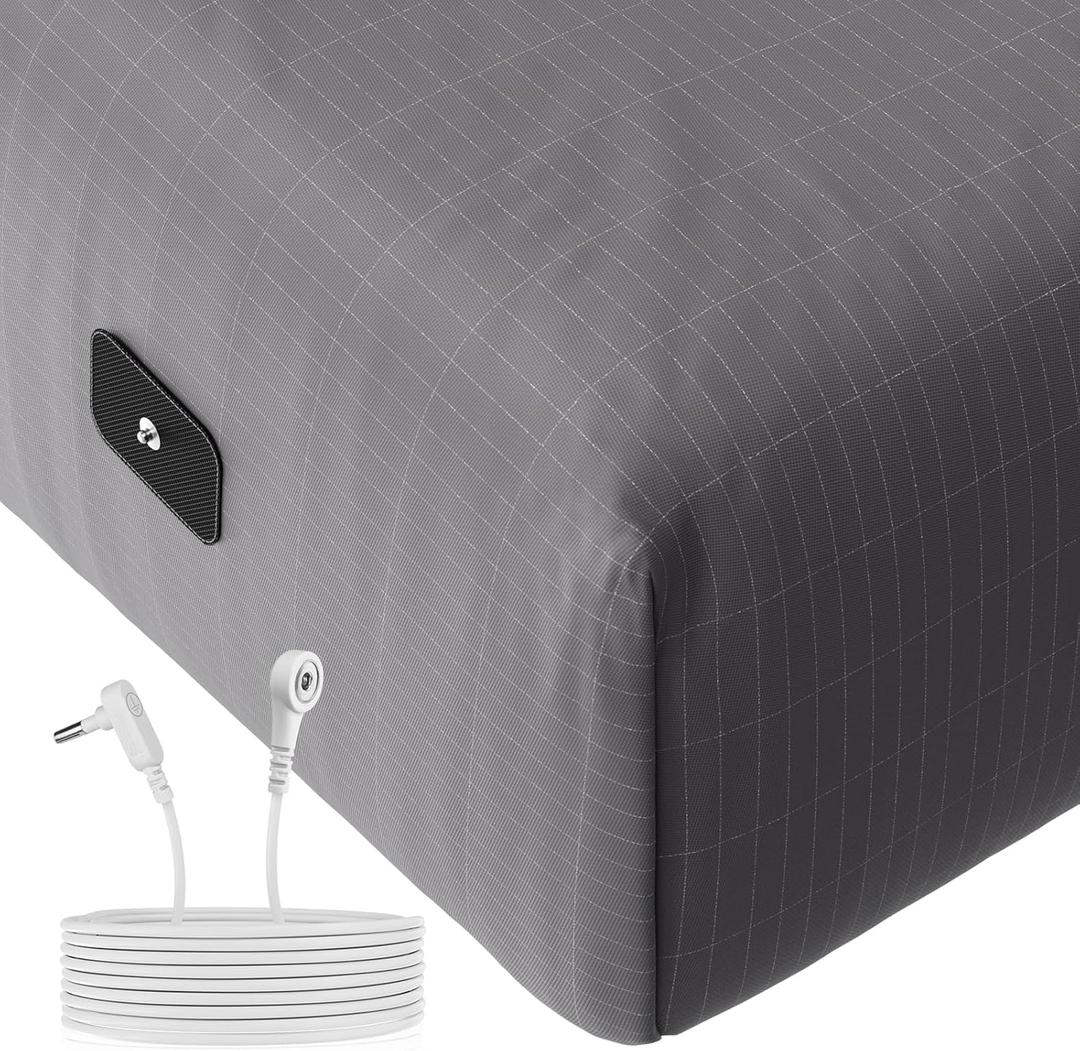 Grounding Fitted Sheets Queen Size, Grounding Sheets Queen with 10% Silver Fiber, 15'' Deep Pocket Grounded Fitted Bed Sheets for Better Sleep & Wellness, 60"x80"x15", Gray