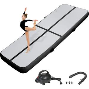 Inflatable Gymnastics Air Tumbling Track Mat 13ft, Air Tumble Track Mat with Electric Air Pump for Kids Adults Home Outdoor Training Cheerleader Yoga Water Park (13ft*3.3ft*4in(4*1*0.1m), Black)